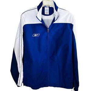 REEBOK Bright Royal Blue & White Activewear Spring Summer Jacket ~ Unisex LARGE